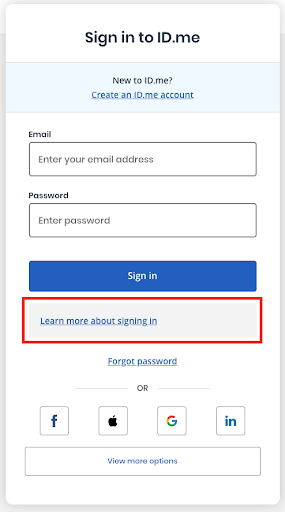 Sign in learn more link